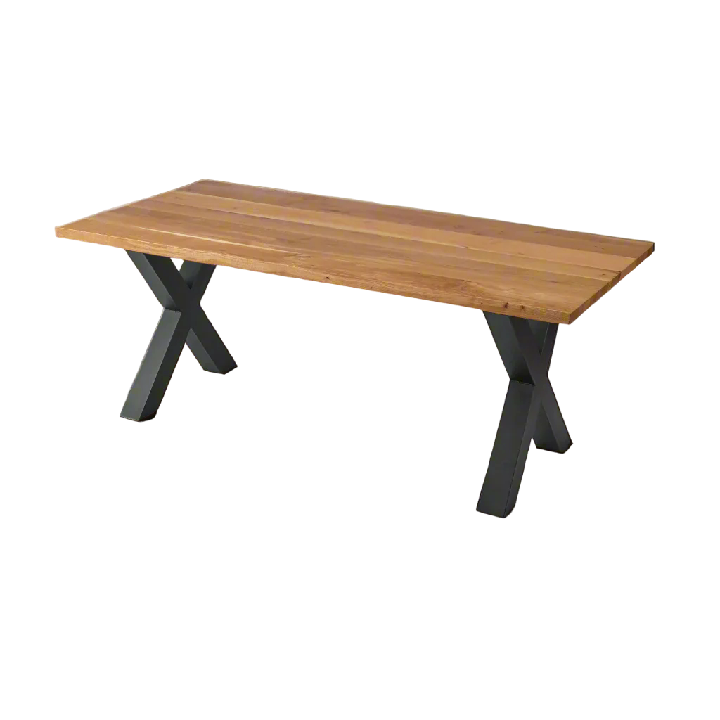 rechthoek + eiken + X poot staal zwart