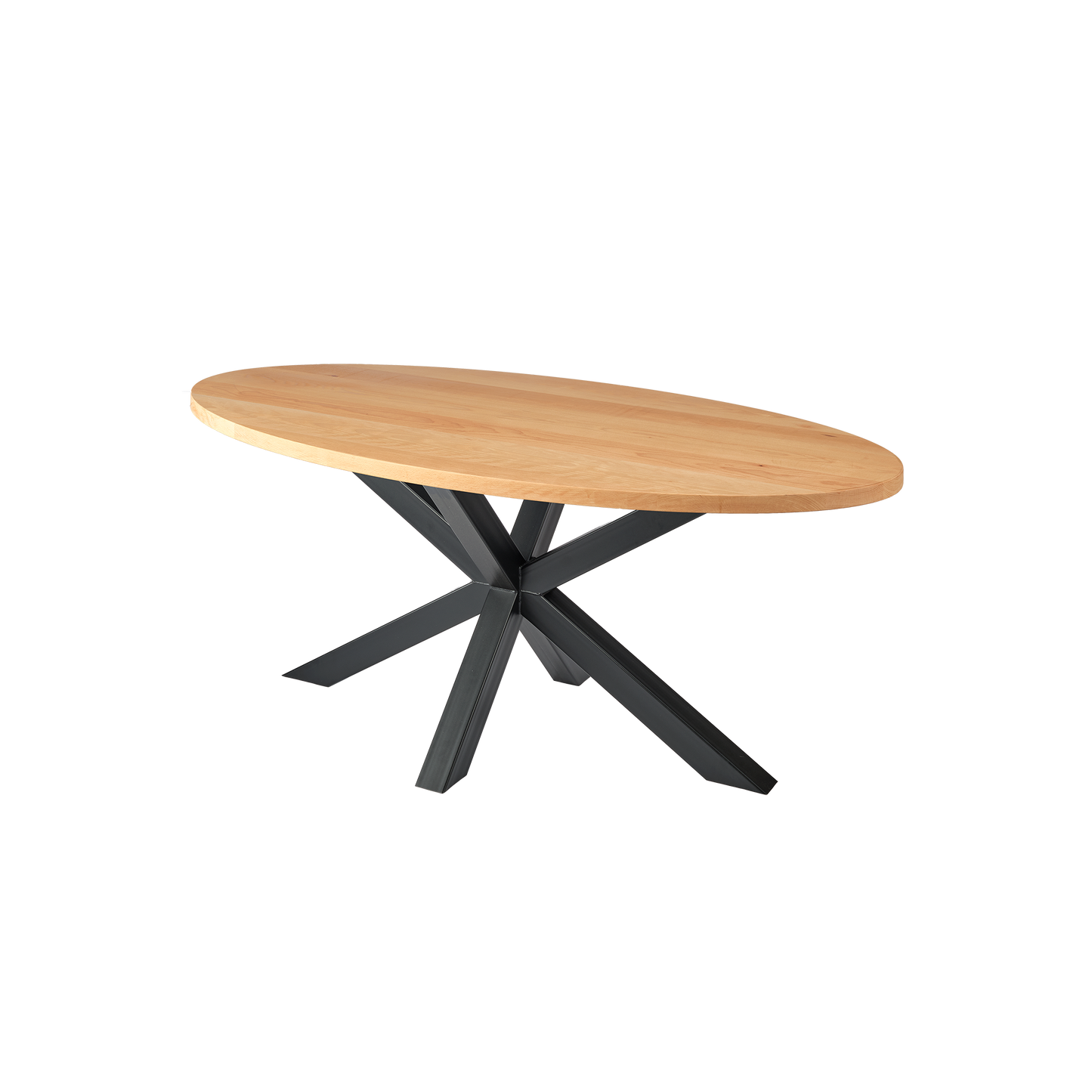 ovaal + beuken + Matrix poot staal zwart