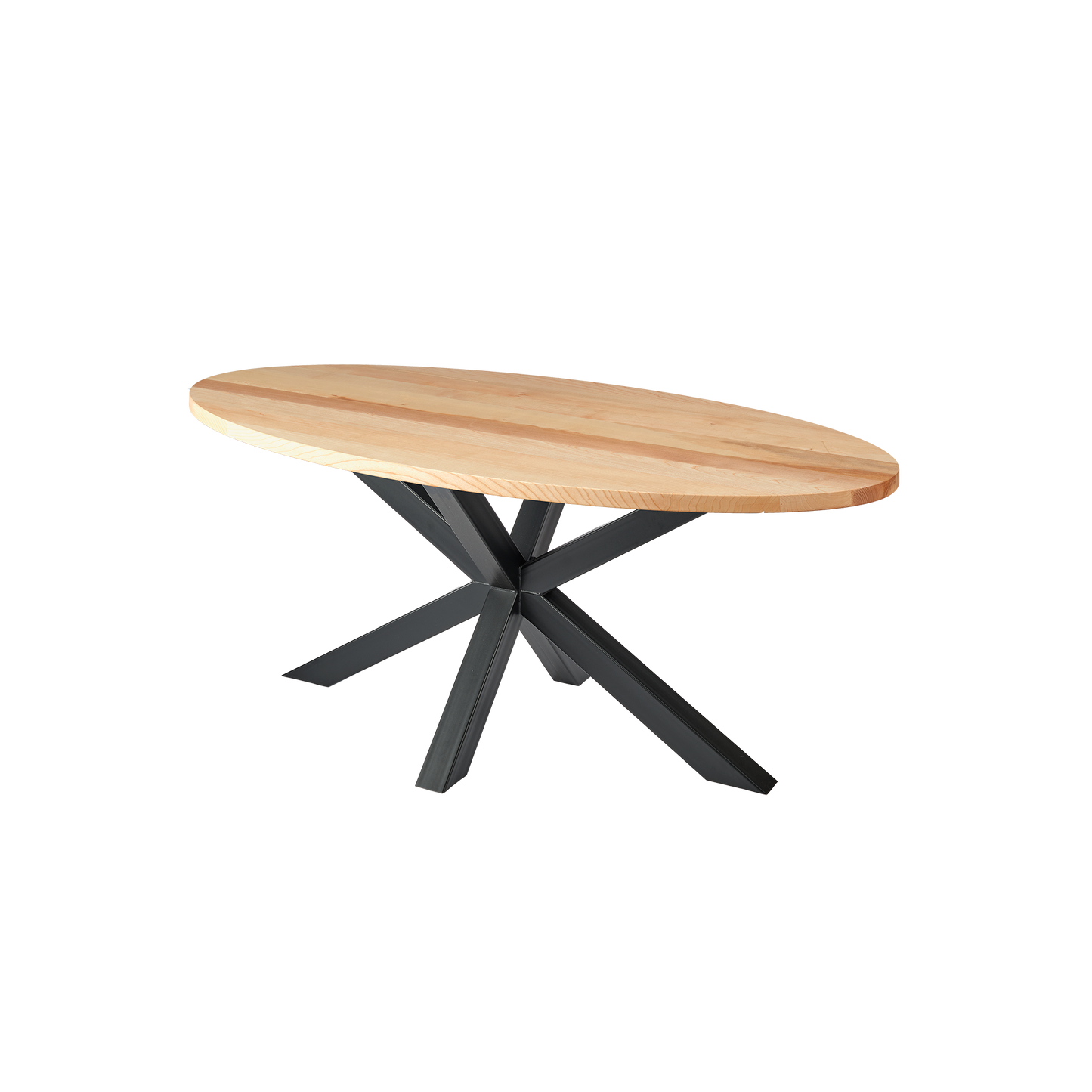 ovaal + essen + Matrix poot staal zwart