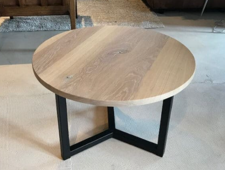 Salon tafel massief eiken hout ø 70 cm en hoogte 37 cm