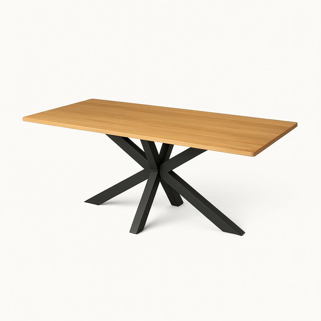 rechthoek+ beuken+ MATRIX POOT STAAL ZWART
