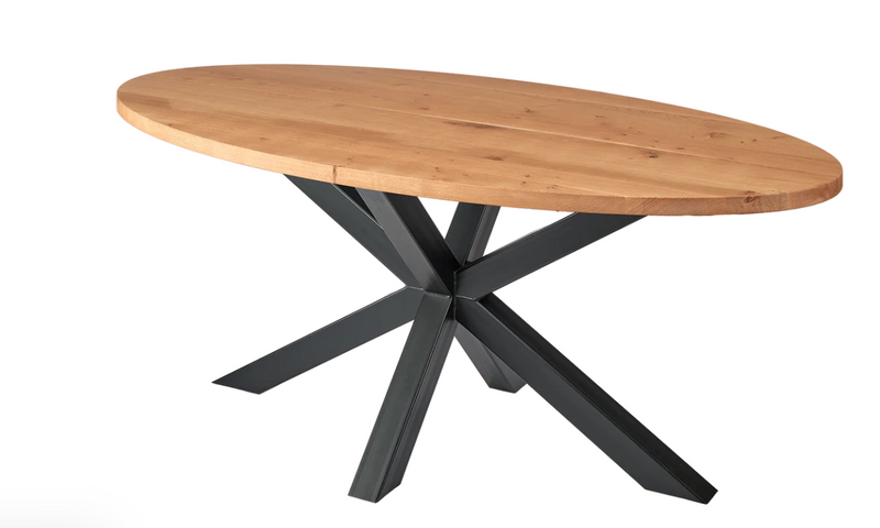 Ovale tafel massief eiken hout - 200x90x4 cm